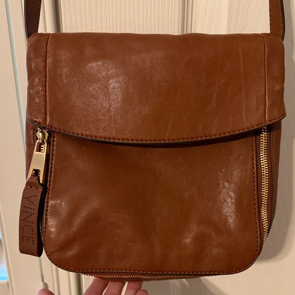 Brown Vince Leather Crossbody Purse